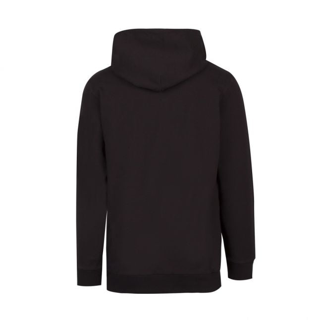 Mens Black Textured Foil Hooded Sweat Top