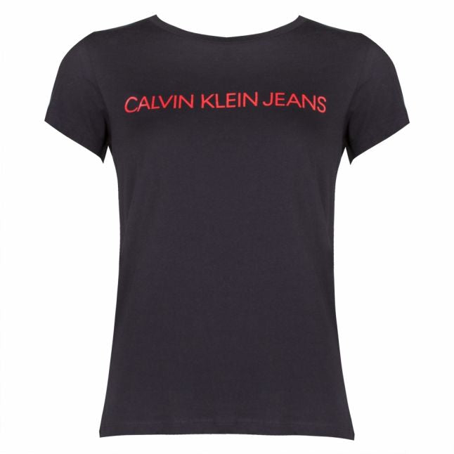 Womens Black/Red Institutional Logo Slim Fit S/s T Shirt