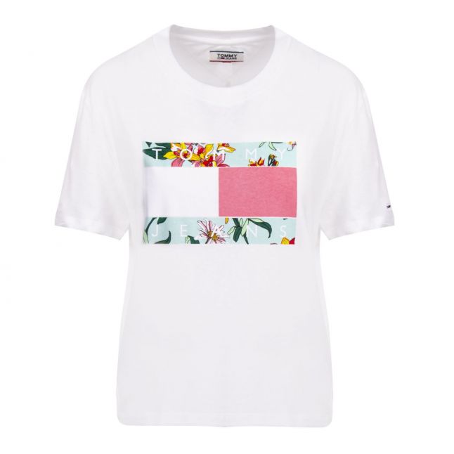 Womens White Hawaii Flag S/s T Shirt