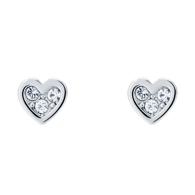 Womens Silver/Crystal Neena Nano Heart Earrings