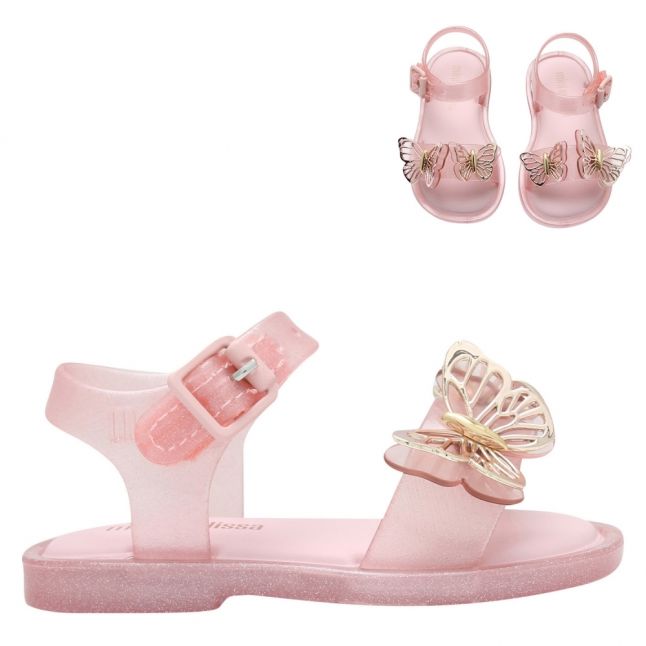 Girls Pink Glitter Mini Mar Butterfly Sandals (4-9)