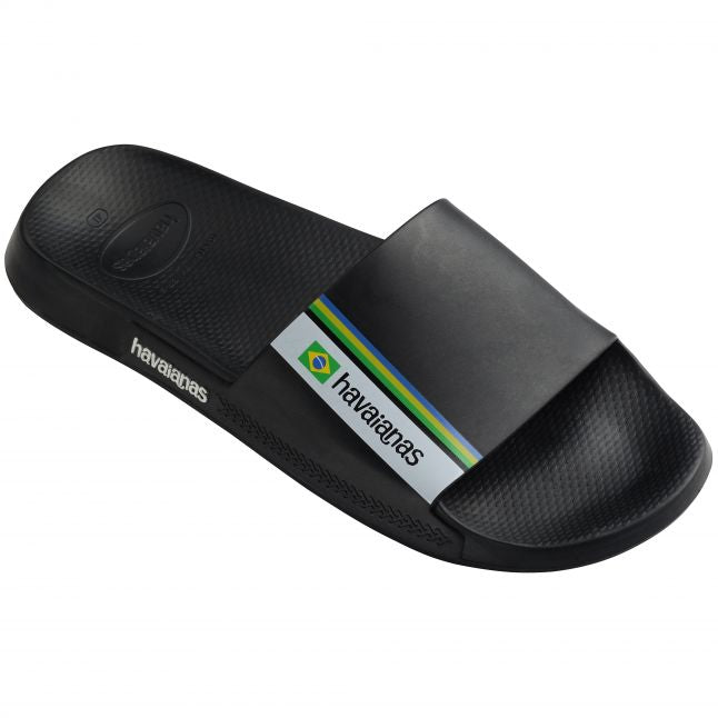 Mens Black Brasil Slides