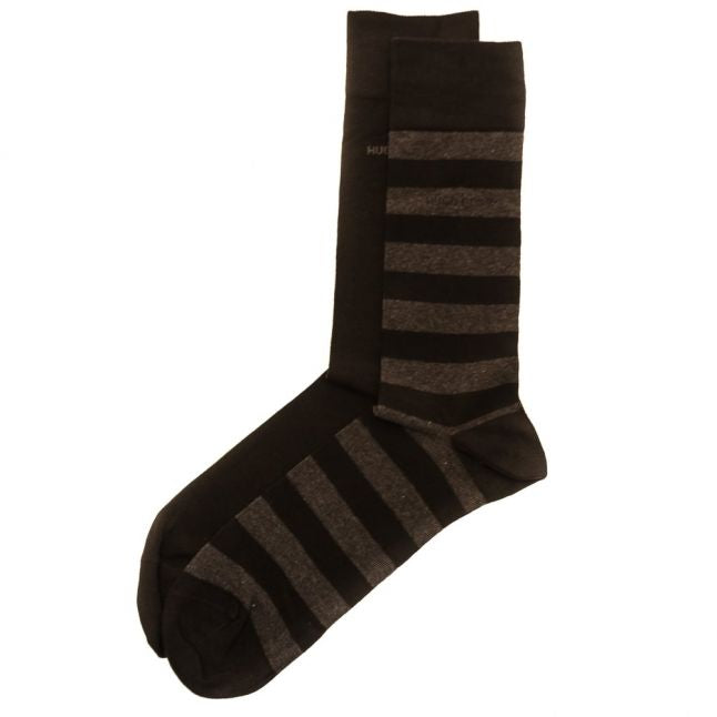 Mens Black Twopack Block Stripe Socks (5-11)