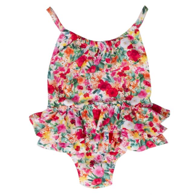 Infant Pink Floral Frill Swimsuit