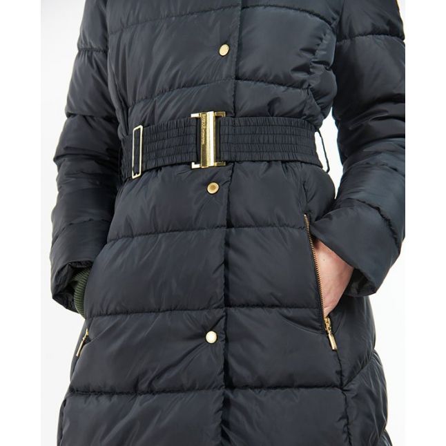 Womens Black Track Line Quilted Jacket