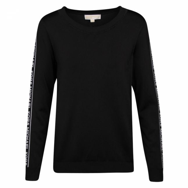 Womens Black Taped Logo Sleeve Sweat Top