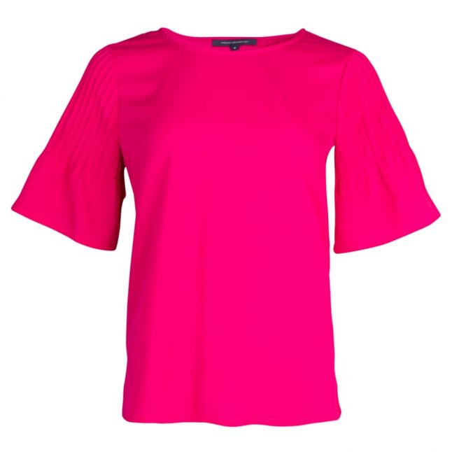 Womens Magenta Haze Classic Crepe Light Fluted Sleeve Top