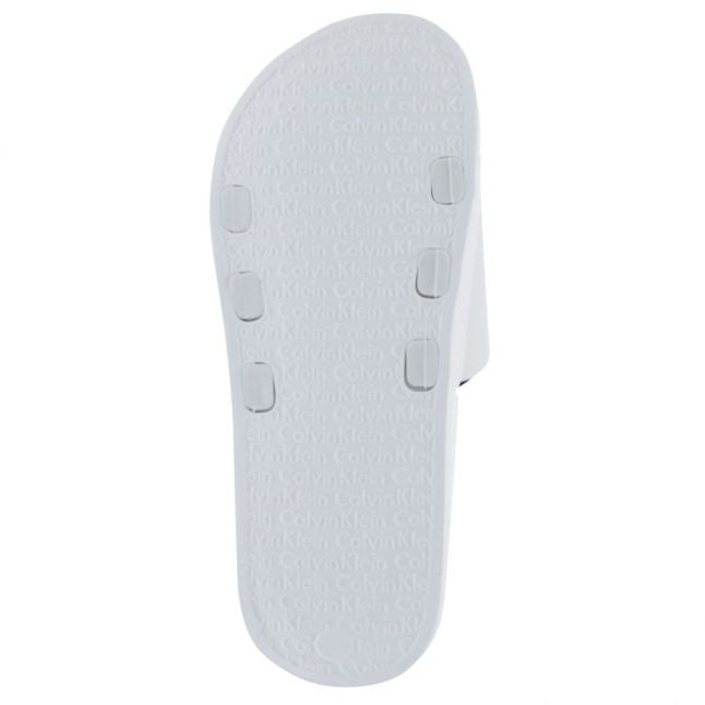 Womens White Logo Pool Slides