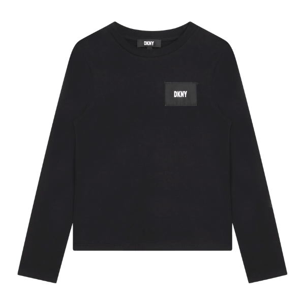 Girls Black Logo L/s T Shirt