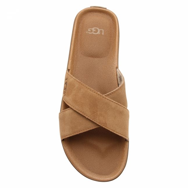 Mens Chestnut Beach Suede Slides