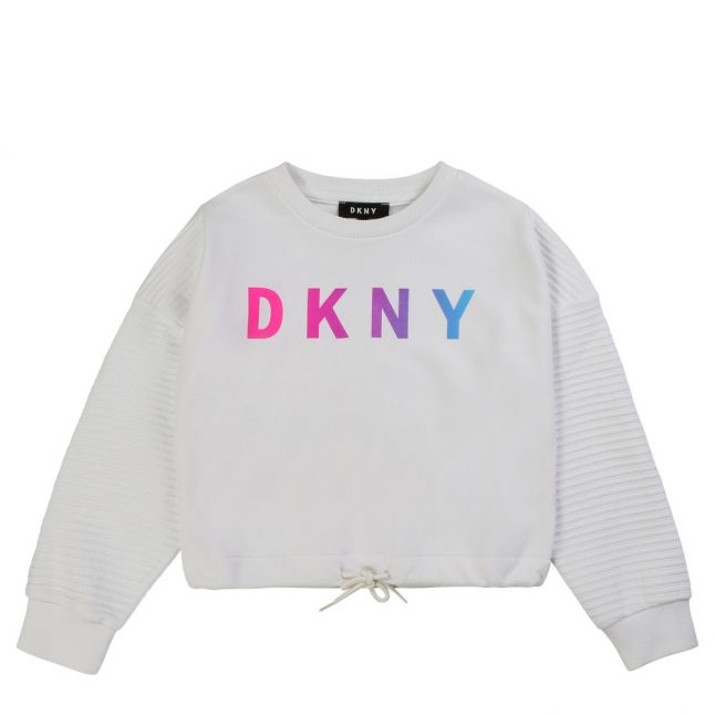 Girls White Ombre Logo Sweat Top