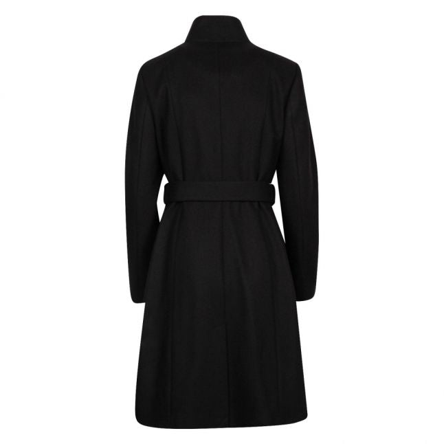 Womens Black Ellgenc Long Wool Wrap Coat