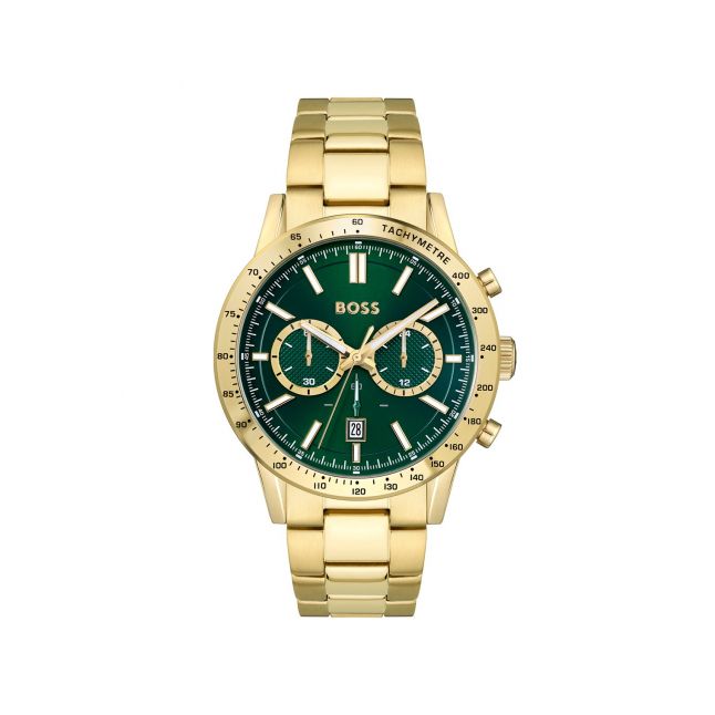 Mens Gold/Green Allure Bracelet Strap Watch