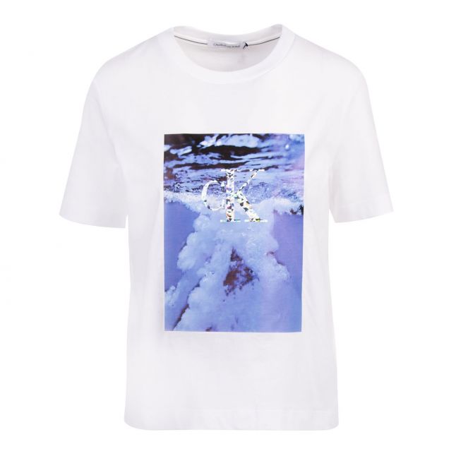 Womens Bright White Water Photo Logo S/s T Shirt