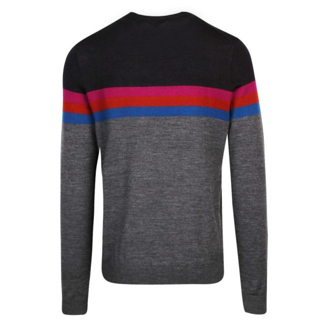 Mens Navy Cowes Colour Block Crew Knitted Jumper