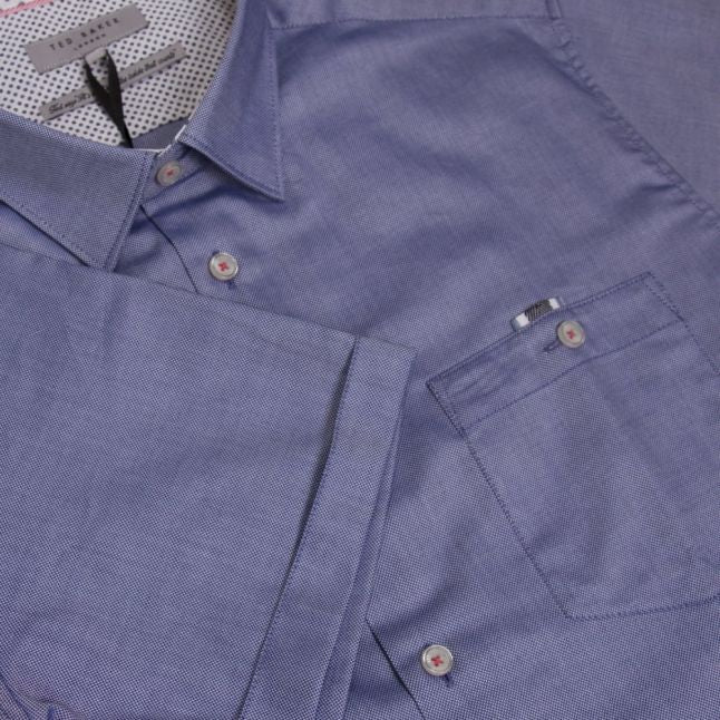 Mens Blue Wallo Oxford S/s Shirt