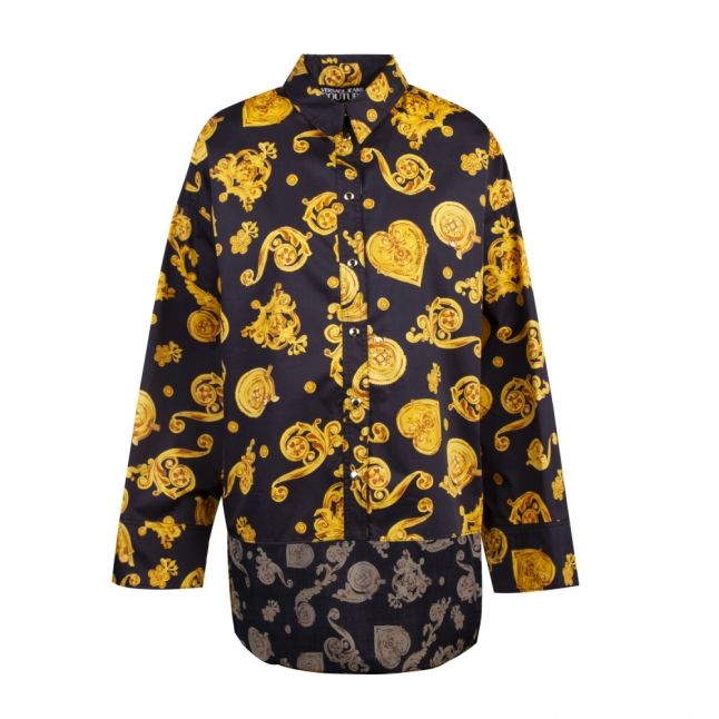 Womens Black Jewel Print Oversized Blouse