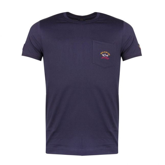 Mens Navy Pocket Logo Shark Fit S/s T Shirt