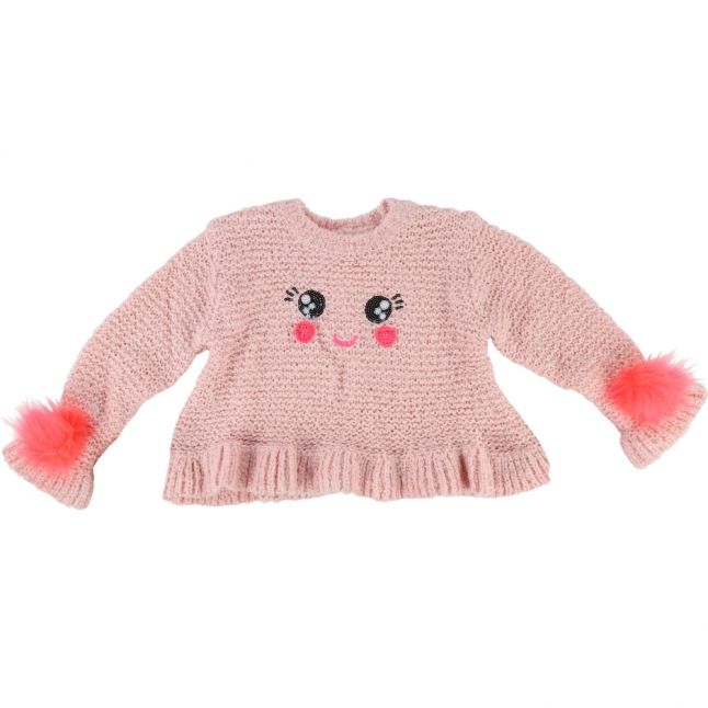 Girls Rose Smiley Face Pom Knit