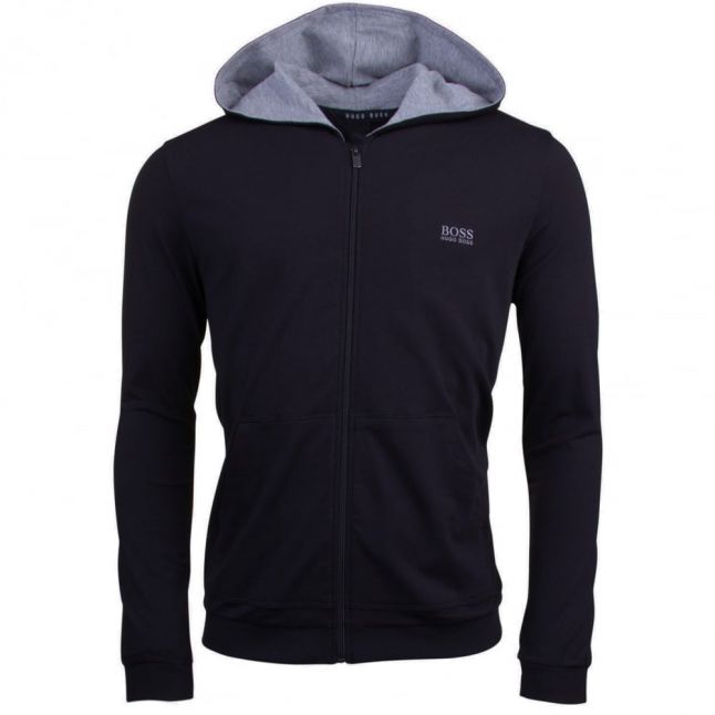 Mens Black Hooded Zip Sweat Top