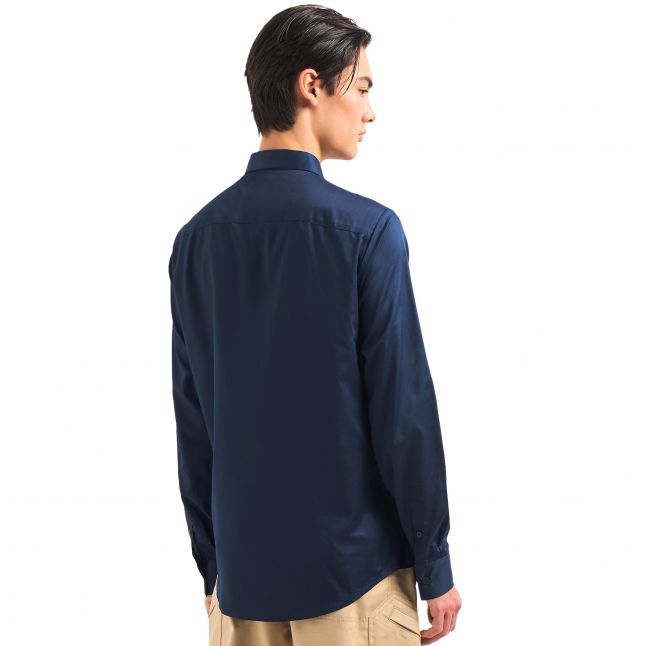 Mens Dark Blue Sateen L/s Shirt