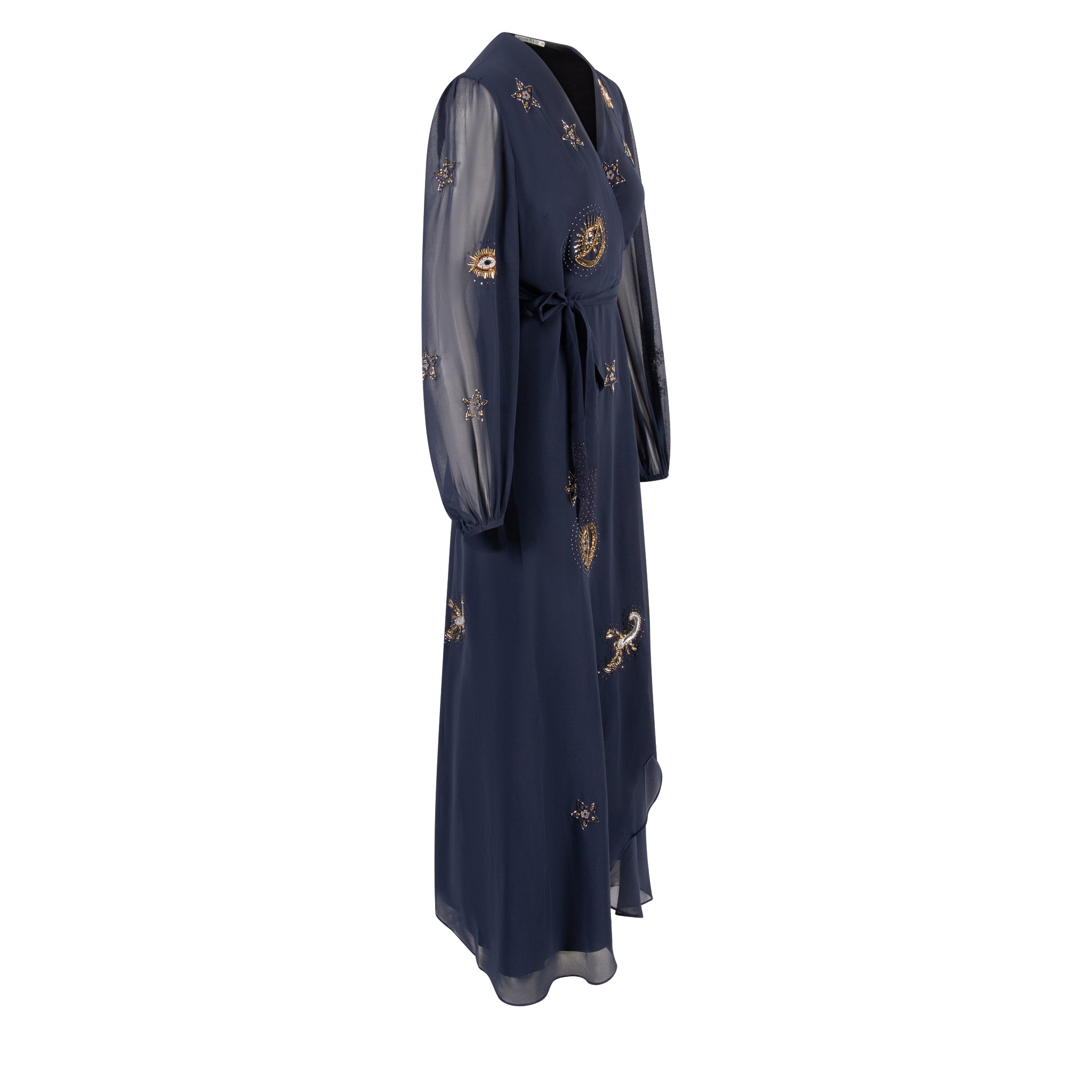 Womens Navy/Gold Kai Wrap Midi Dress