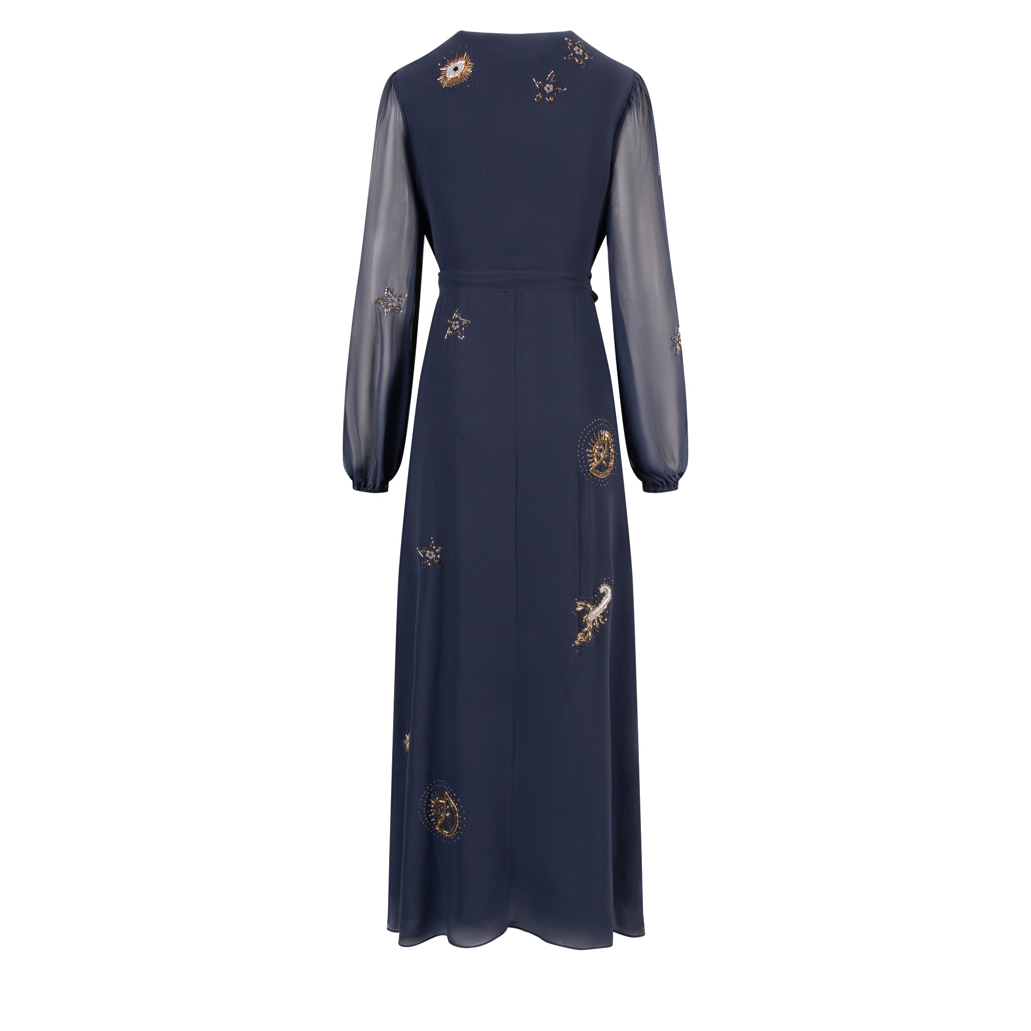 Womens Navy/Gold Kai Wrap Midi Dress