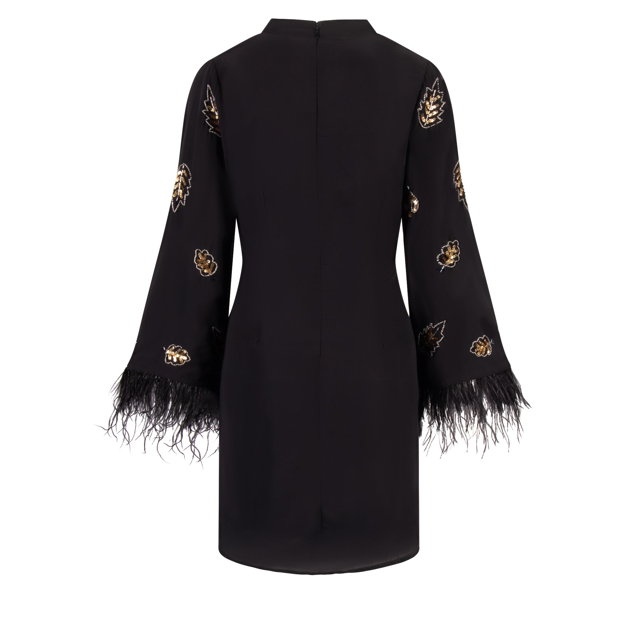 Womens	Black Etta Feather Dress