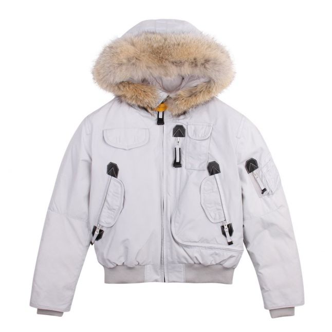 Boys Mist White Gobi Fur Hooded Jacket