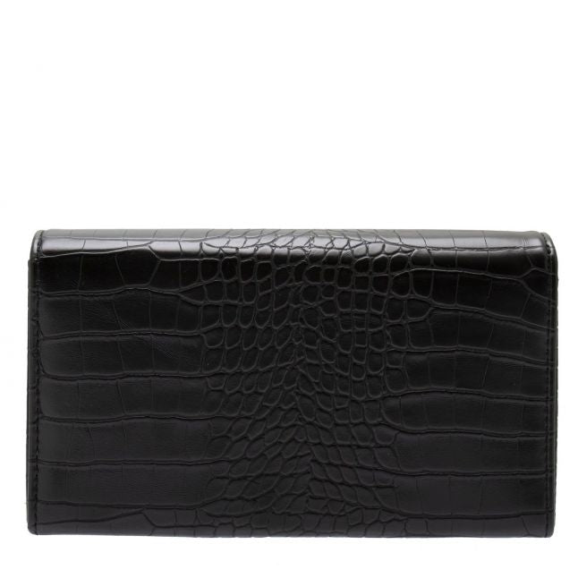 Womens Black Croc Clutch Bag