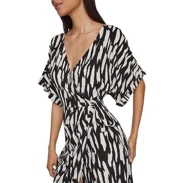 Womens Black Vilaya Midi Wrap Dress