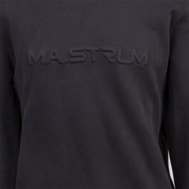 Mens Jet Black Embossed Logo Sweat Top