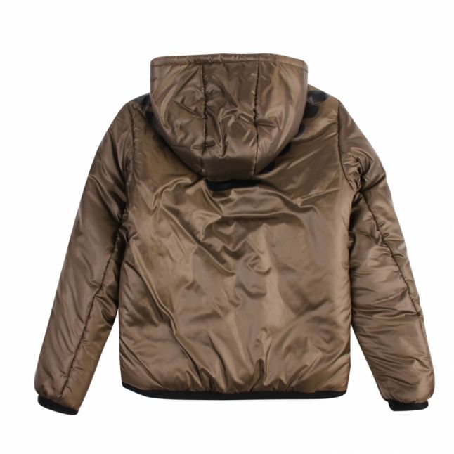 Boys Khaki Branded Reversible Hooded Jacket