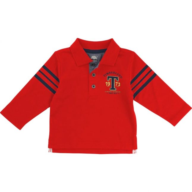 Boys Red Small Logo L/s Polo Shirt