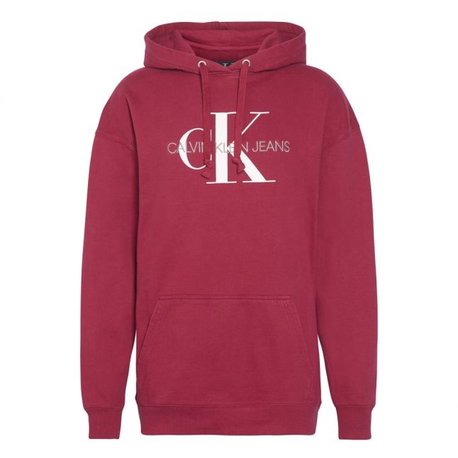 Womens Beet Red/Blossom Washed Monogram Oversized Hoodie