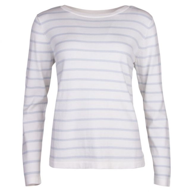 Womens White & Blue Vistrike Stripe Knitted Top