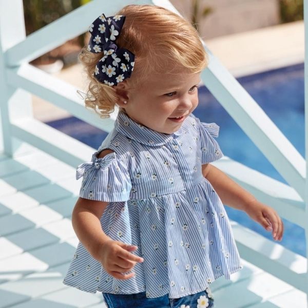 Infant Blue Daisy Stripe Blouse