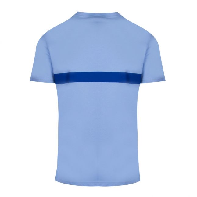 Mens Pale Blue Logo Stripe Slim Fit Beach S/s T Shirt