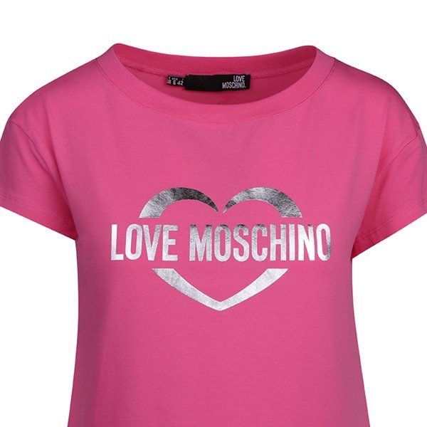 Womens Love Moschino Fuschia Open Heart S/s Tee