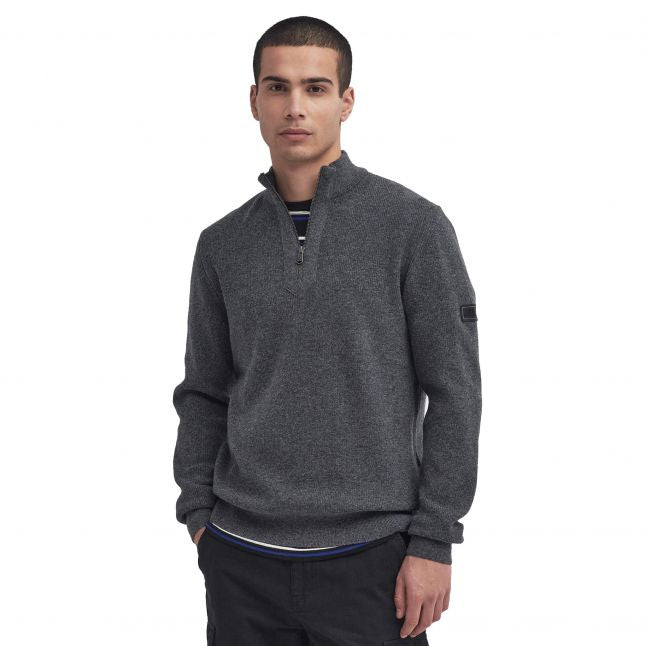 Mens Charcoal Marl Crawley Half Zip Knit Jumper