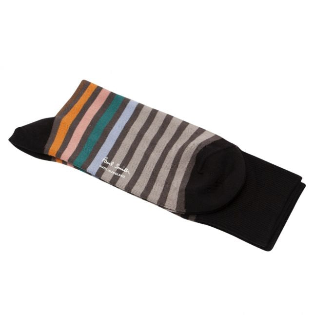 Mens Black Multi Stripe Tonal Socks