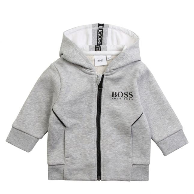 Toddler Grey Marl Branded Hooded Zip Through Sweat Top