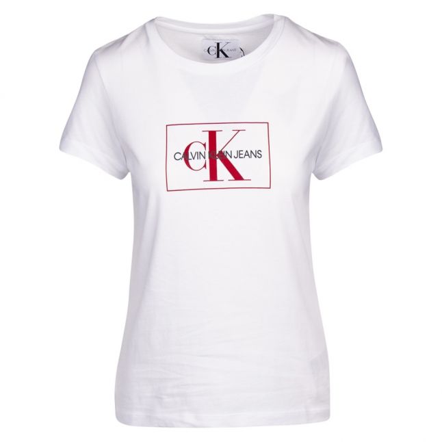 Womens Bright White/Red Outline Monogram Slim Fit S/s T Shirt