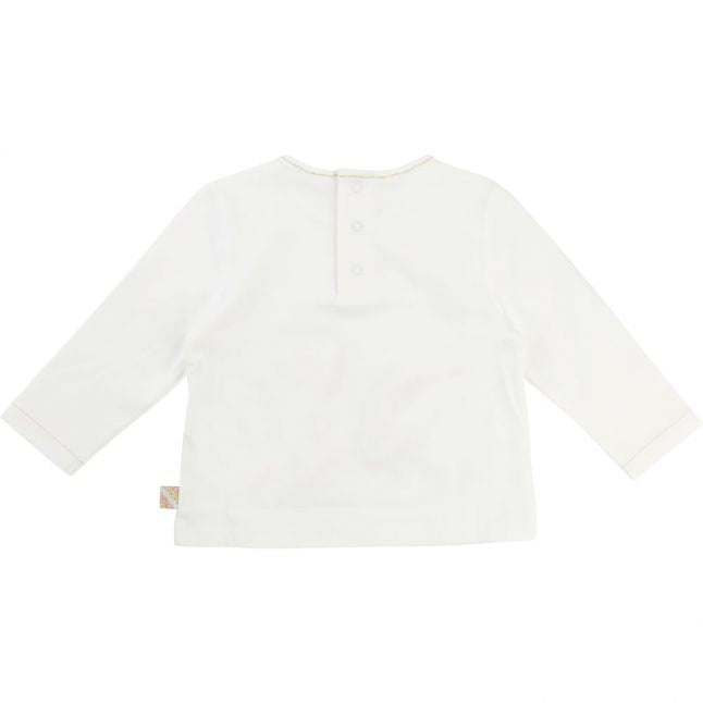 Baby Girls White Metallic Bird L/s T Shirt