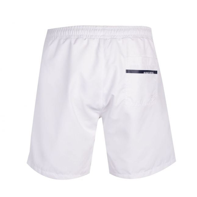 Mens White/Navy Dolphin Side Logo Swim Shorts