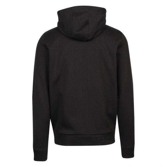 Mens Black Branded Tape Hooded Zip Sweat Top