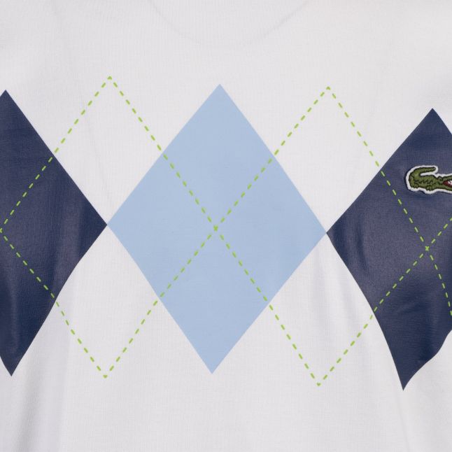 Mens White Argyle Print S/s T Shirt