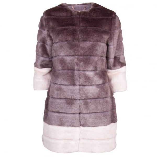 Womens Light Grey Argenta Faux Fur Coat