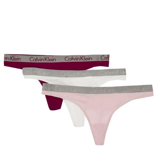 Womens Pink/White Branded 3 Pack Thongs