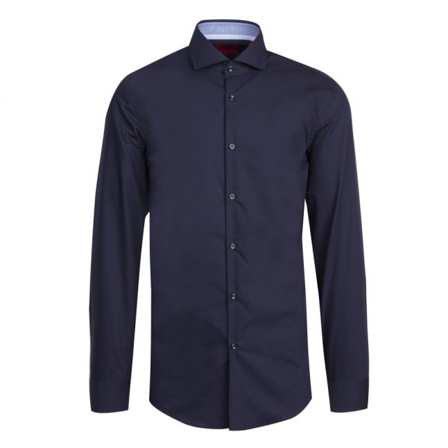 Mens Navy Kery Trim Slim Fit L/s Shirt